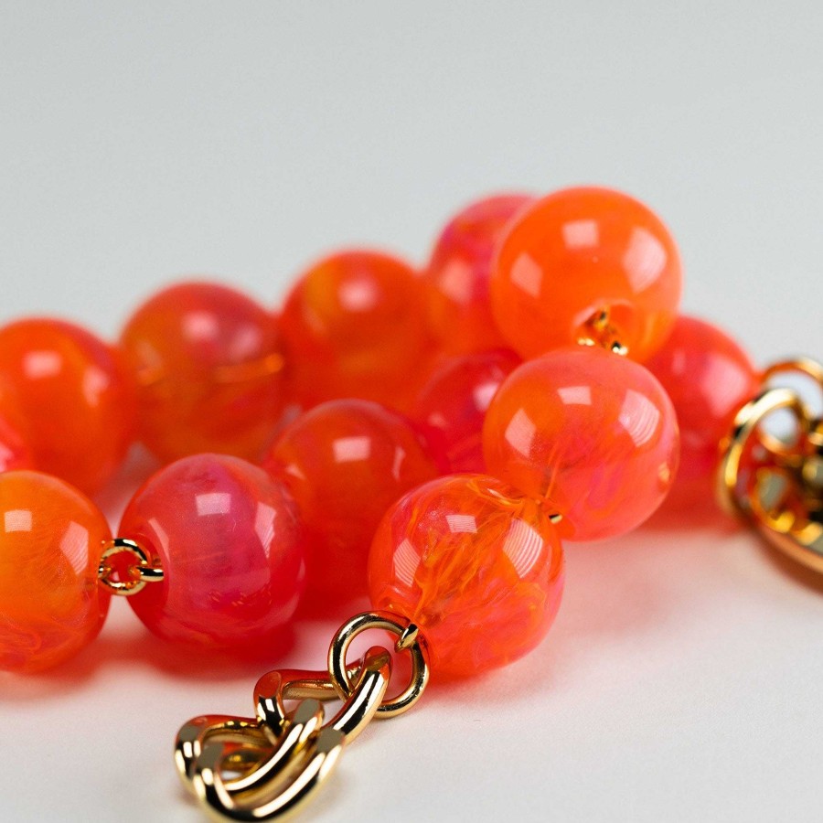 Vanessa Baroni Armband Mini Beads, Campari Orange, Vergoldet | Armb Nder