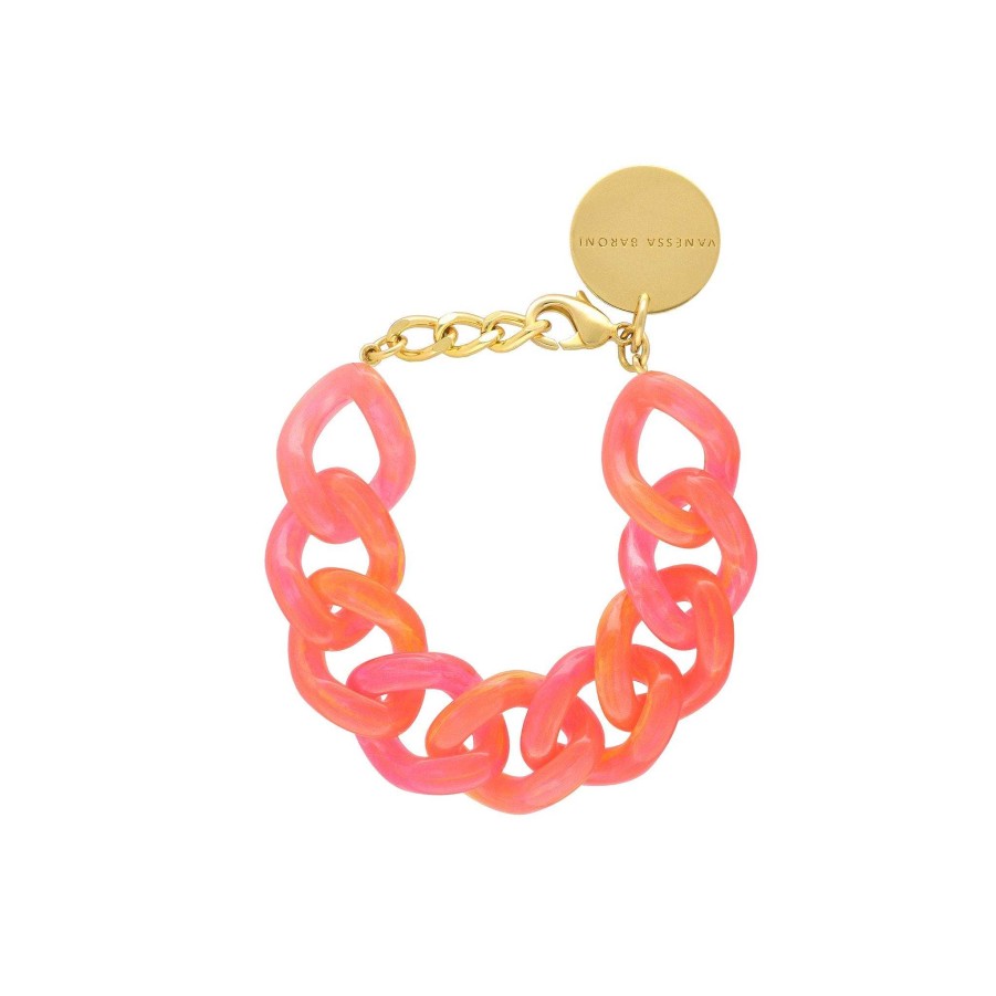 Vanessa Baroni Armband Flat Chain, Campari Orange, Vergoldet | Armb Nder