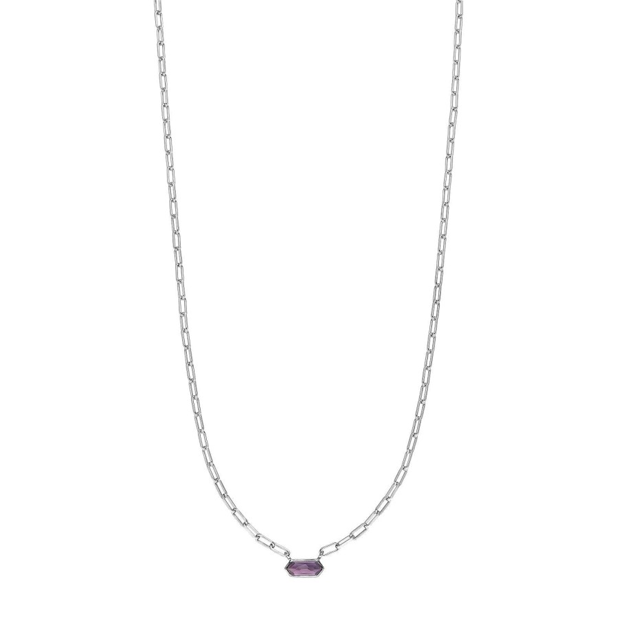 Leaf Kette Cube, Amethyst, Silber | Ketten