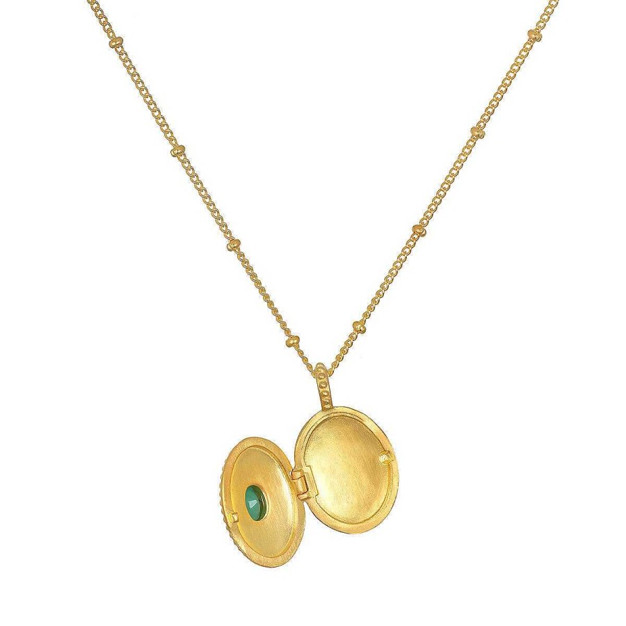 Satya Jewelry Kette Lotus Emerald Birthstone Locket - May, Vergoldet | Ketten