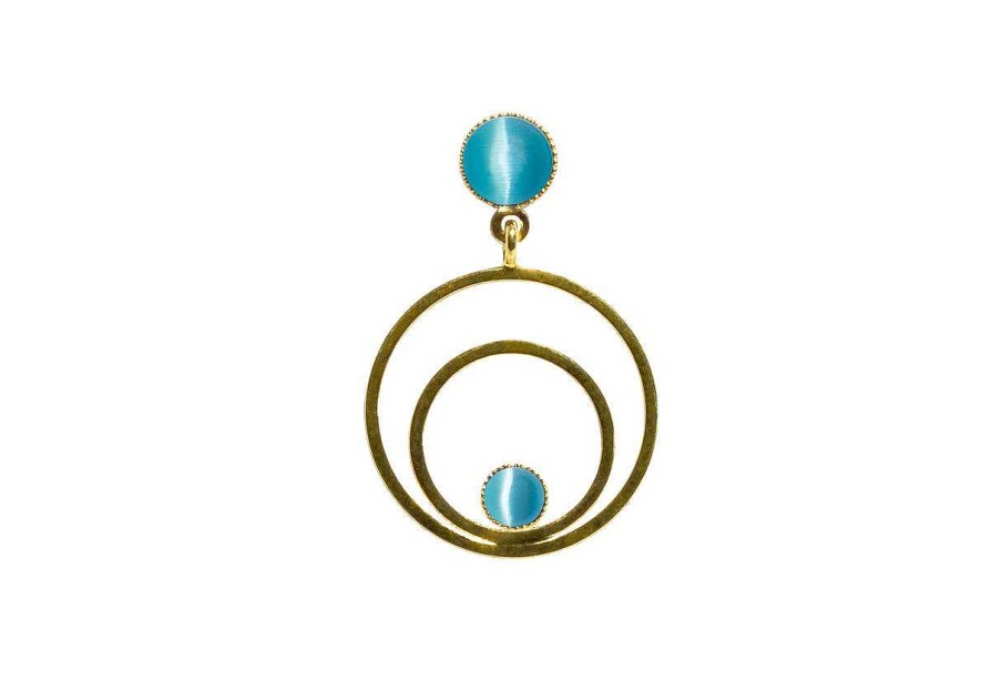 Raspe Ohrringe Circle Klein, Aquamarine, Vergoldet | Ohrringe