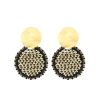 LOTT.gioielli Ohrringe Isabella Circle Abacus Double Stone, L, Black, Vergoldet | Ohrringe