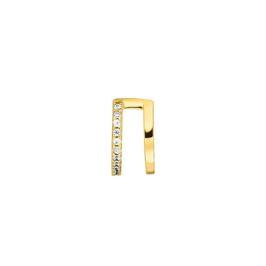 Leaf Earcuff Double Line Zirkonia, Vergoldet | Ohrringe