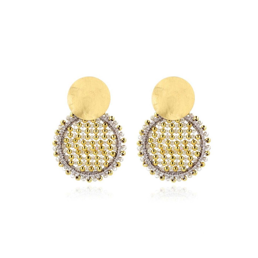 LOTT.gioielli Ohrringe Isabella Circle Abacus Double Stone, M, Champagne, Vergoldet | Ohrringe