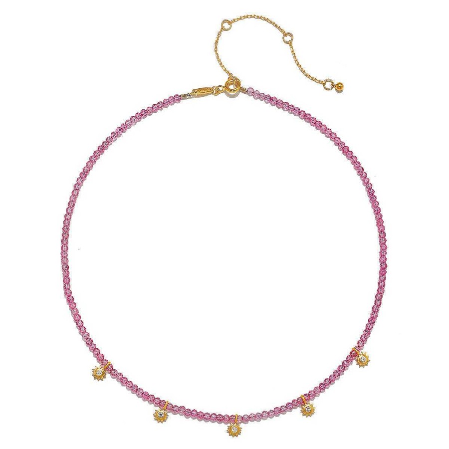 Satya Jewelry Kette Glimmer Of Love Pink Topaz Choker, Vergoldet | Ketten