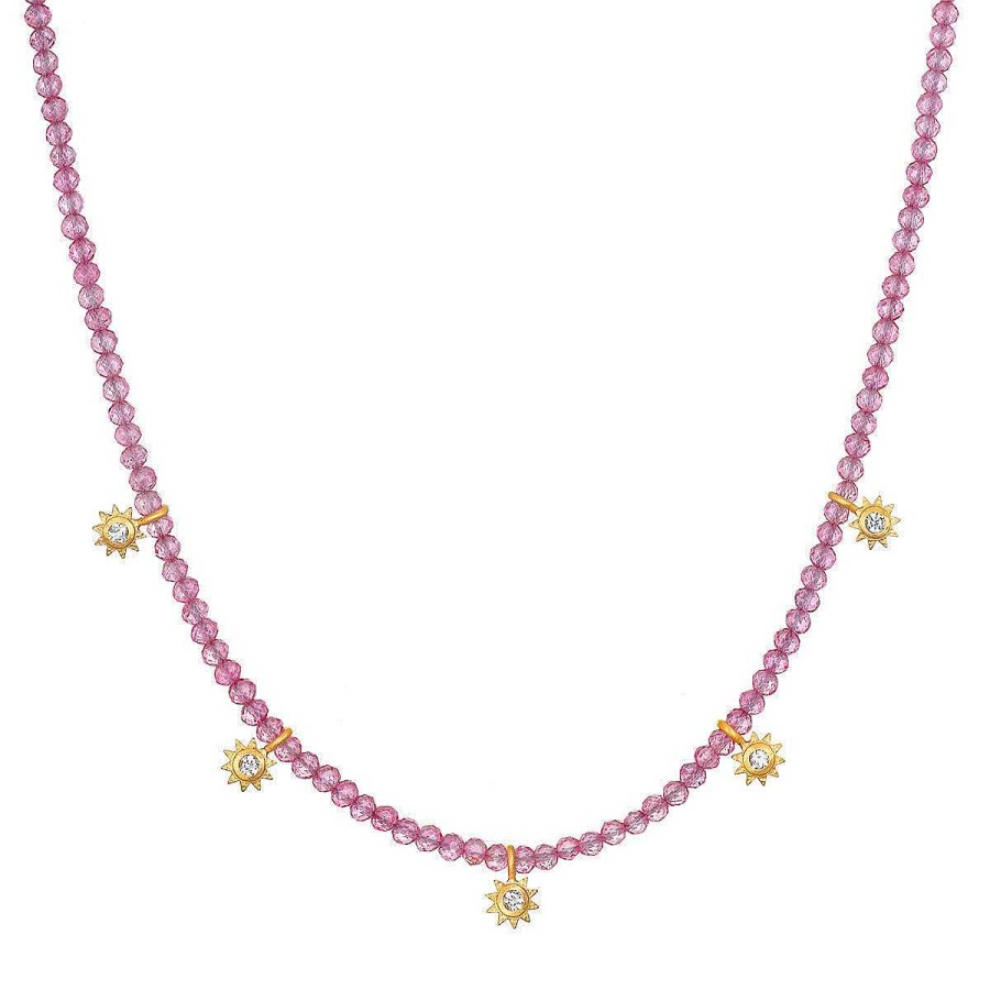 Satya Jewelry Kette Glimmer Of Love Pink Topaz Choker, Vergoldet | Ketten