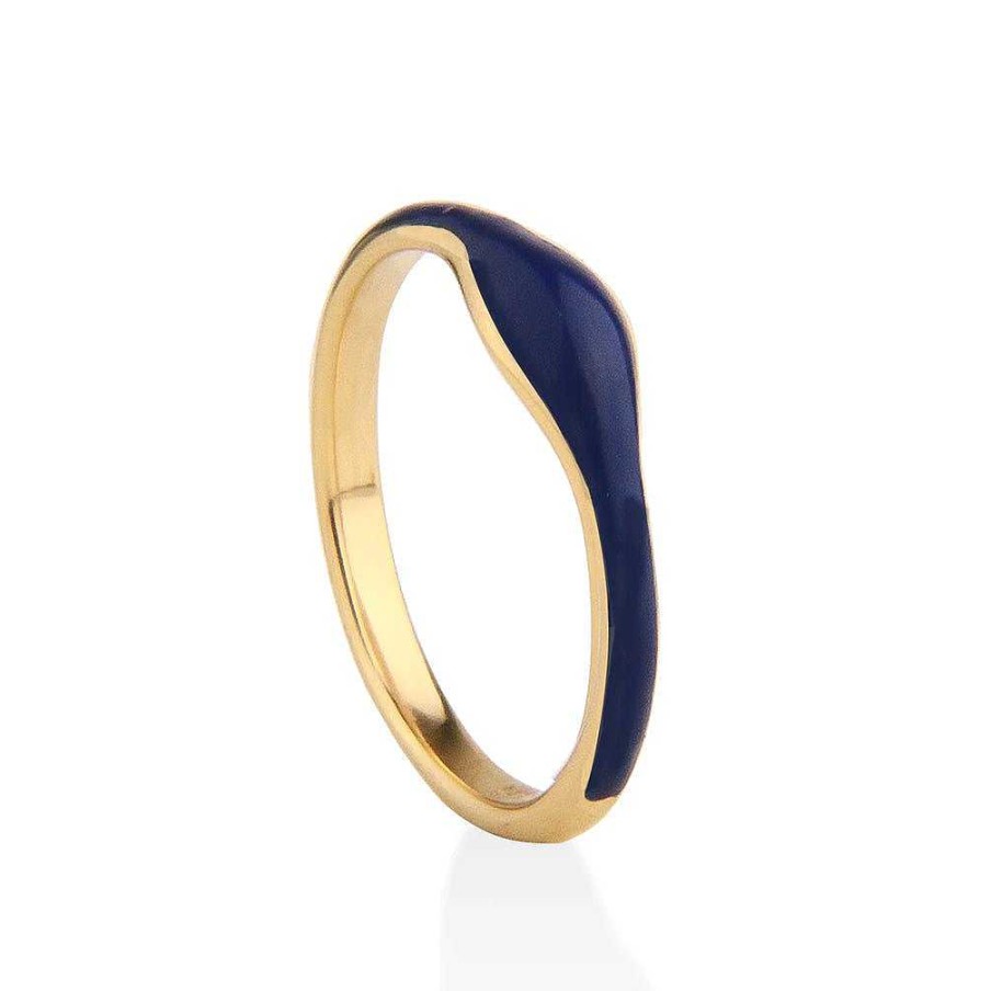 Jeberg Jewellery Ring Balance Enamel Blue, Vergoldet | Ringe