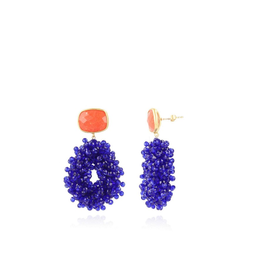 LOTT.gioielli Ohrringe Louise Drop Double Stones, Royal Blue, S, Vergoldet | Ohrringe