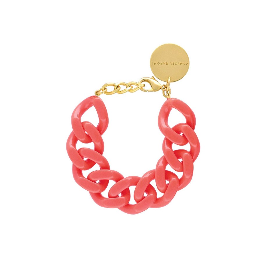 Vanessa Baroni Armband Flat Chain, New Flamingo, Vergoldet | Armb Nder