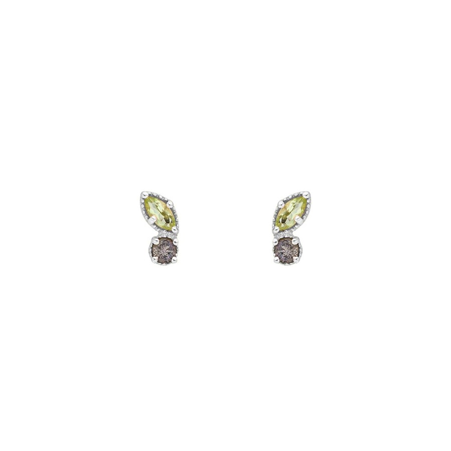 Leaf Ohrstecker Two Gems, Peridot, Silber | Ohrringe