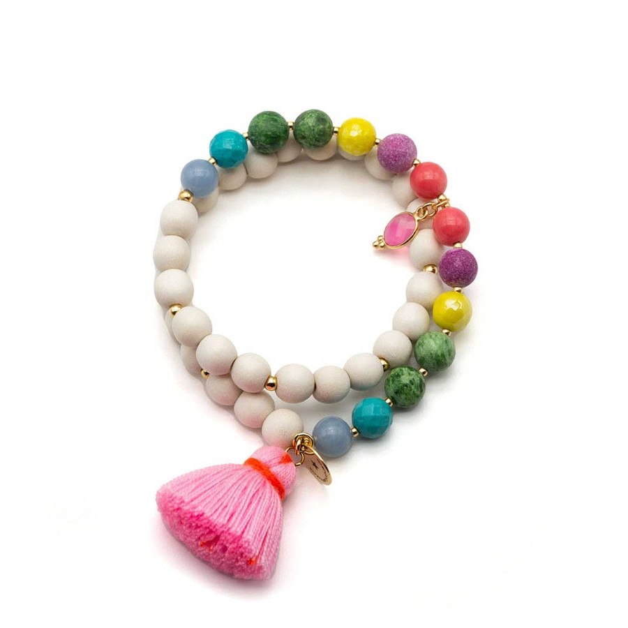 Schmückstück Armband Mala Twin Jelly Bean, Vergoldet | Armb Nder