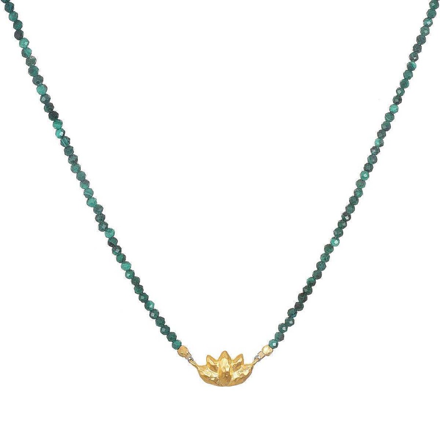 Satya Jewelry Kette Embark On Healing Lotus Malachite Choker, Vergoldet | Ketten