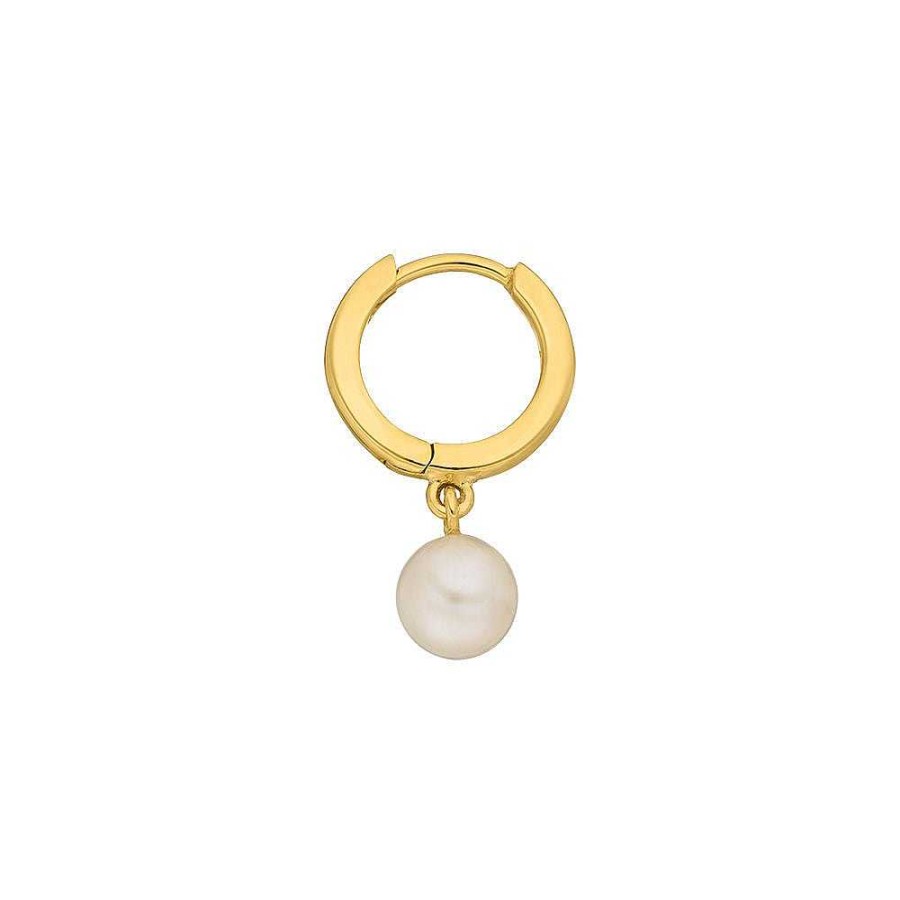 Leaf Single Creole Pearl, Vergoldet | Ohrringe