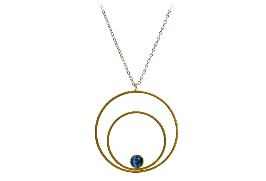 Raspe Kette Circle Gro , Blau, Vergoldet | Ketten