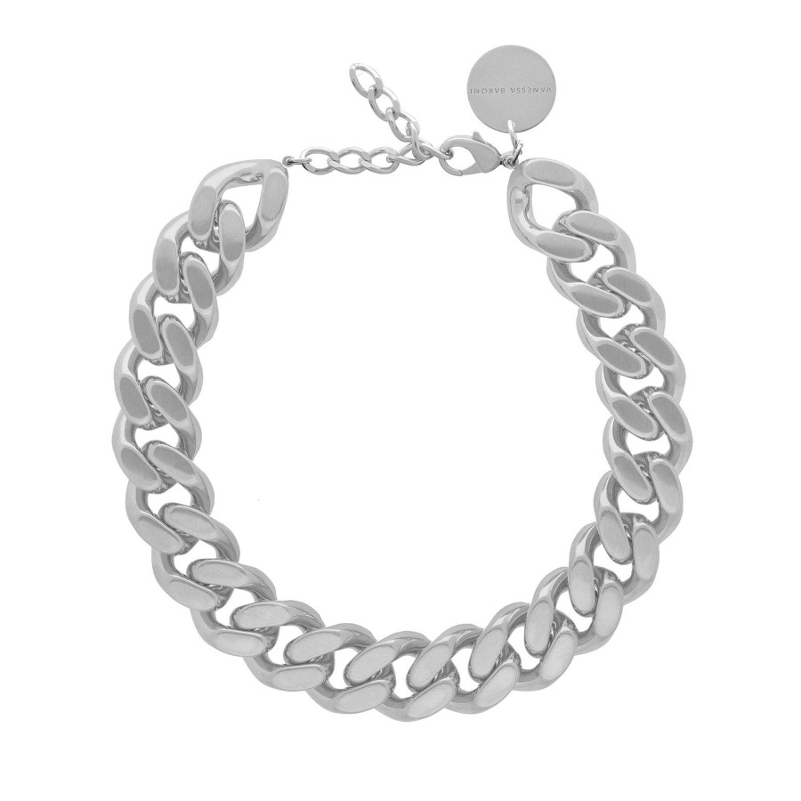 Vanessa Baroni Kette Flat Chain, Silver Vintage, Versilbert | Ketten