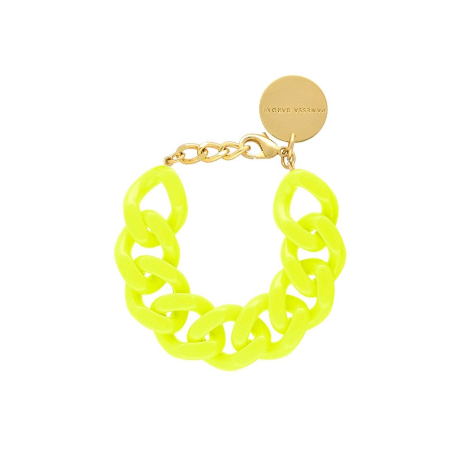 Vanessa Baroni Armband Flat Chain, Neon Yellow, Vergoldet | Armb Nder