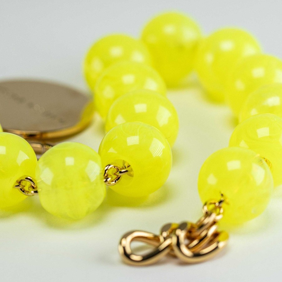 Vanessa Baroni Armband Mini Beads, Neon Yellow Marble, Vergoldet | Armb Nder