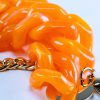 Vanessa Baroni Kette Flat Chain, Neon Orange Marble, Vergoldet | Ketten