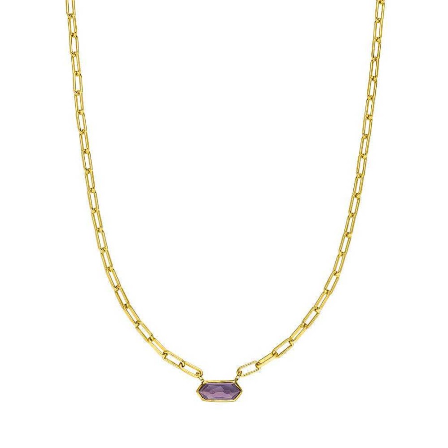 Leaf Kette Cube, Amethyst, Vergoldet | Ketten