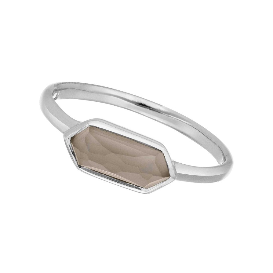 Leaf Ring Cube, Grauer Achat, Silber | Ringe