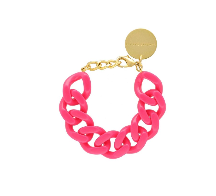 Vanessa Baroni Armband Flat Chain, Pink, Vergoldet | Armb Nder