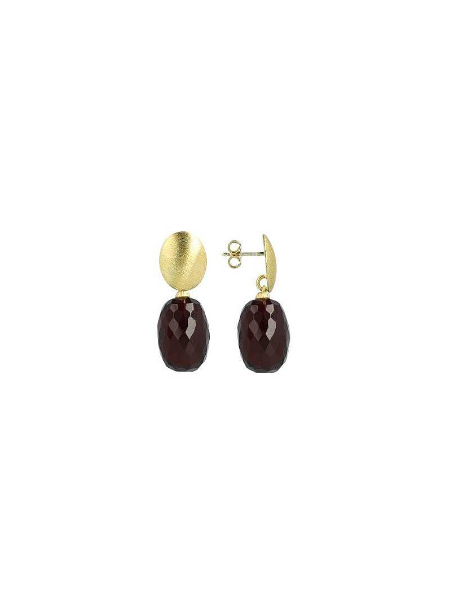 LOTT.gioielli Ohrringe Romijn Oval Egg Facet, M, Bordeaux, Vergoldet | Ohrringe