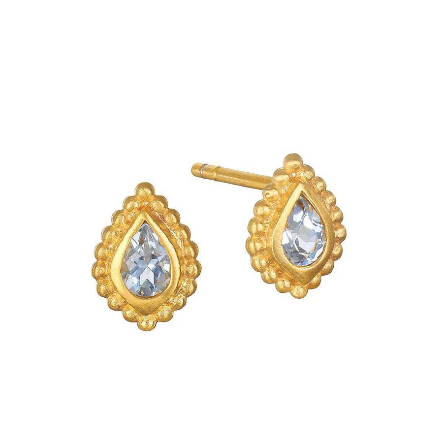 Satya Jewelry Ohrstecker Commune With Love Blue Topaz Stud, Vergoldet | Ohrringe