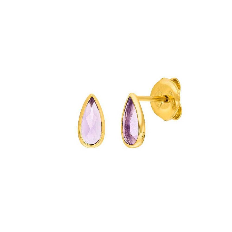 Leaf Ohrstecker Gem Drop, Amethyst, Vergoldet | Ohrringe