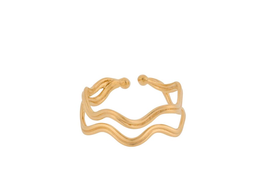 Pernille Corydon Ring Double Wave, Vergoldet | Ringe