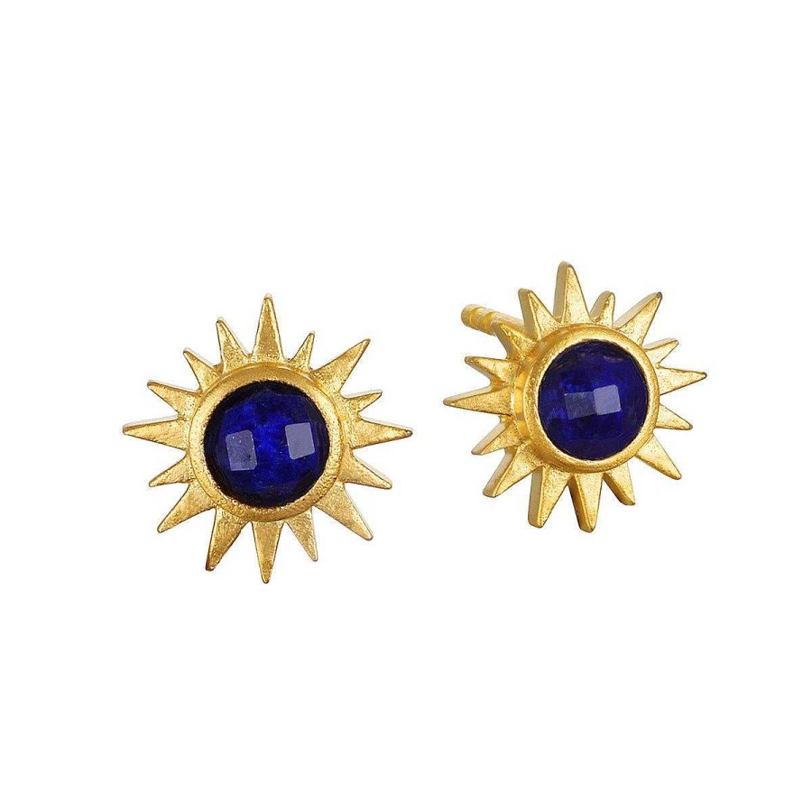 Satya Jewelry Ohrstecker Light Seeker Lapis Starburst, Vergoldet | Ohrringe