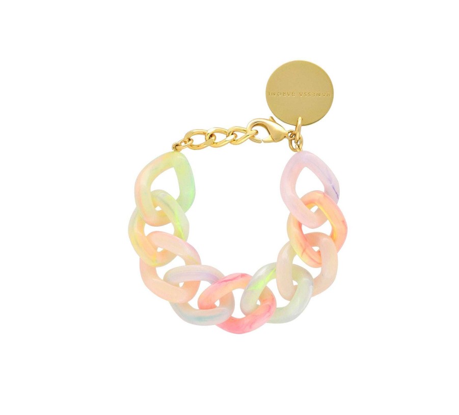 Vanessa Baroni Armband Flat Chain, Neon Rainbow, Vergoldet | Armb Nder