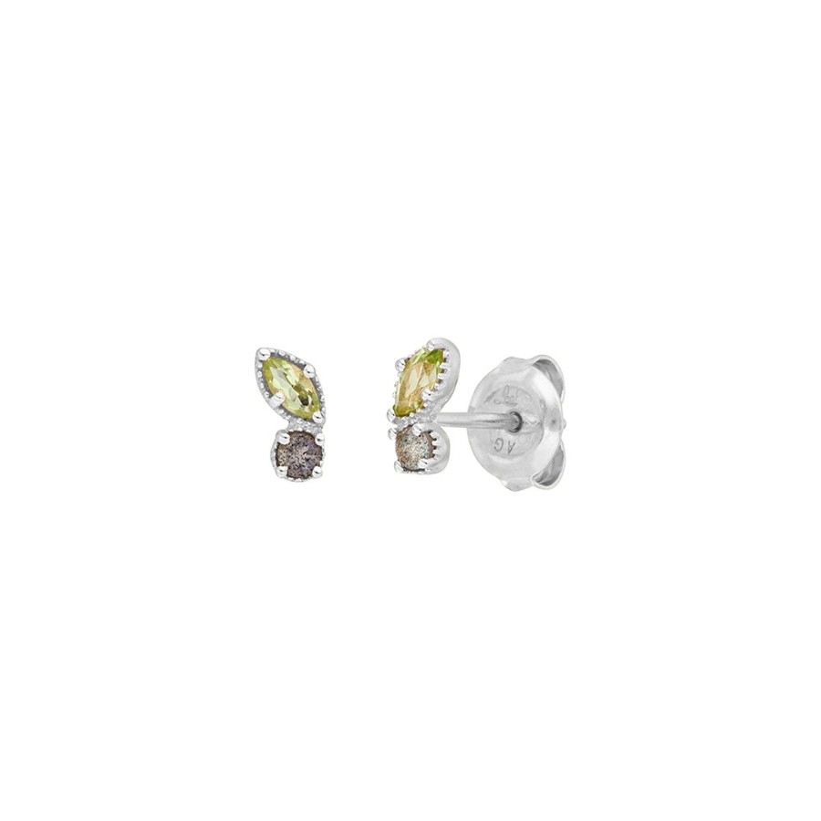 Leaf Ohrstecker Two Gems, Peridot, Silber | Ohrringe