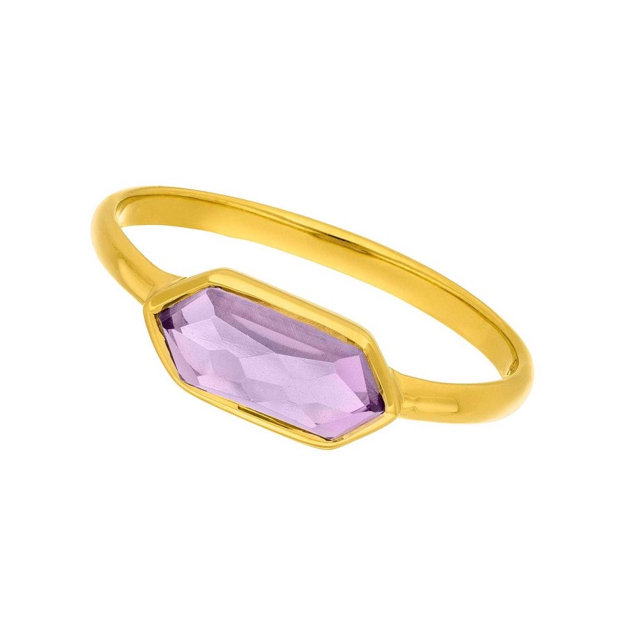 Leaf Ring Cube, Amethyst, Vergoldet | Ringe