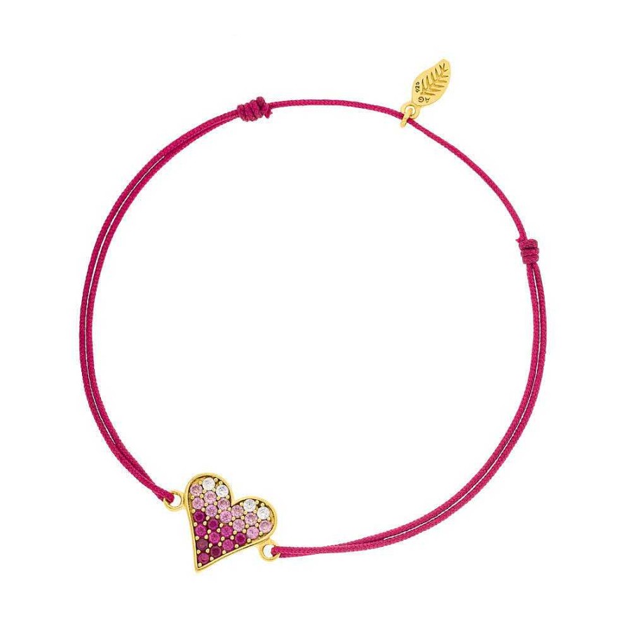 Leaf Armband Pink Valentine, Fuchsia, Vergoldet | Armb Nder