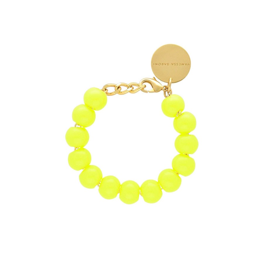 Vanessa Baroni Armband Mini Beads, Neon Yellow, Vergoldet | Armb Nder