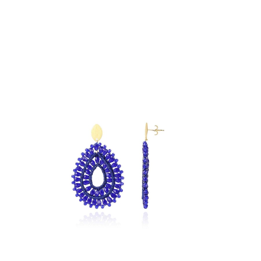 LOTT.gioielli Ohrringe Silk Drop Crystal Double, Royal Blue, Vergoldet | Ohrringe