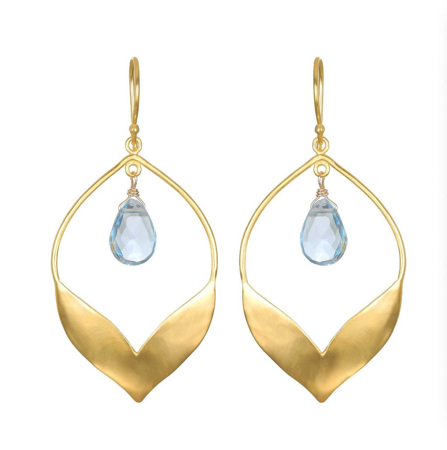 Satya Jewelry Ohrringe Transformed By Compassion Lotus Blue Topaz, Vergoldet | Ohrringe