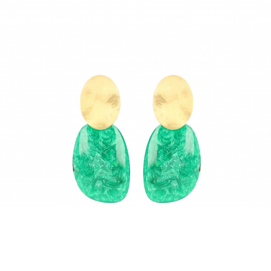 LOTT.gioielli Ohrringe Asymmetric Oval L Marble Green, Vergoldet | Ohrringe