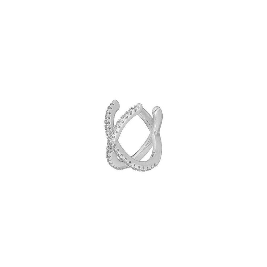 Leaf Earcuff Cross Cz, Silber | Ohrringe