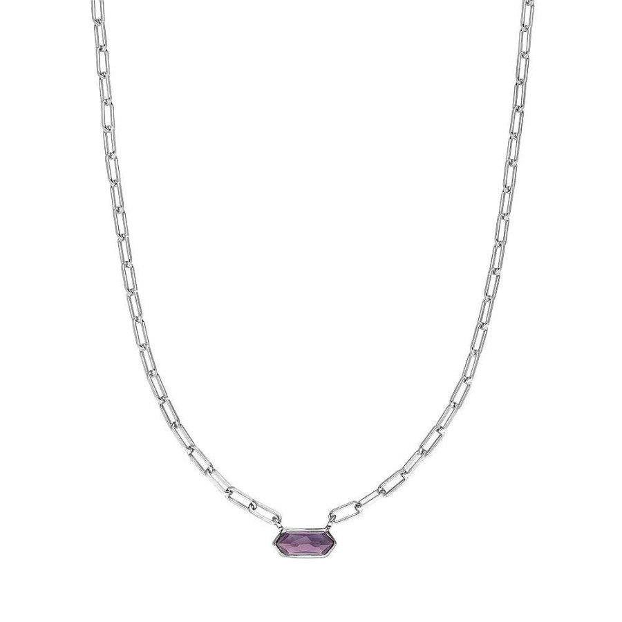 Leaf Kette Cube, Amethyst, Silber | Ketten