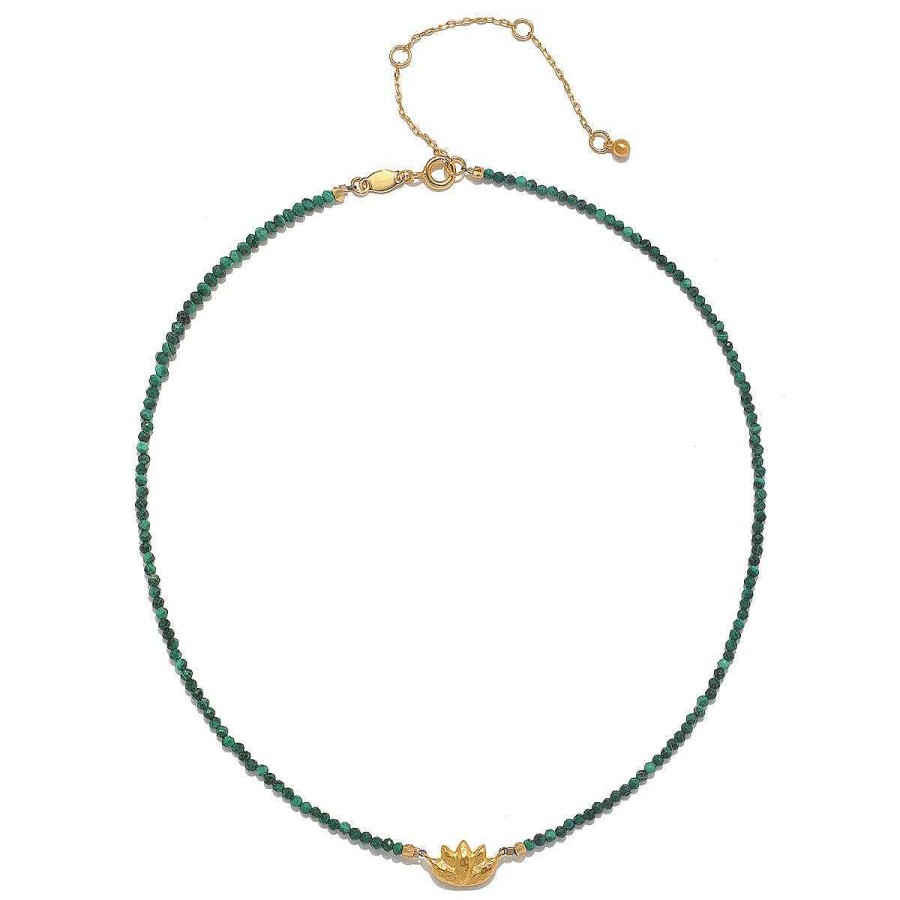 Satya Jewelry Kette Embark On Healing Lotus Malachite Choker, Vergoldet | Ketten