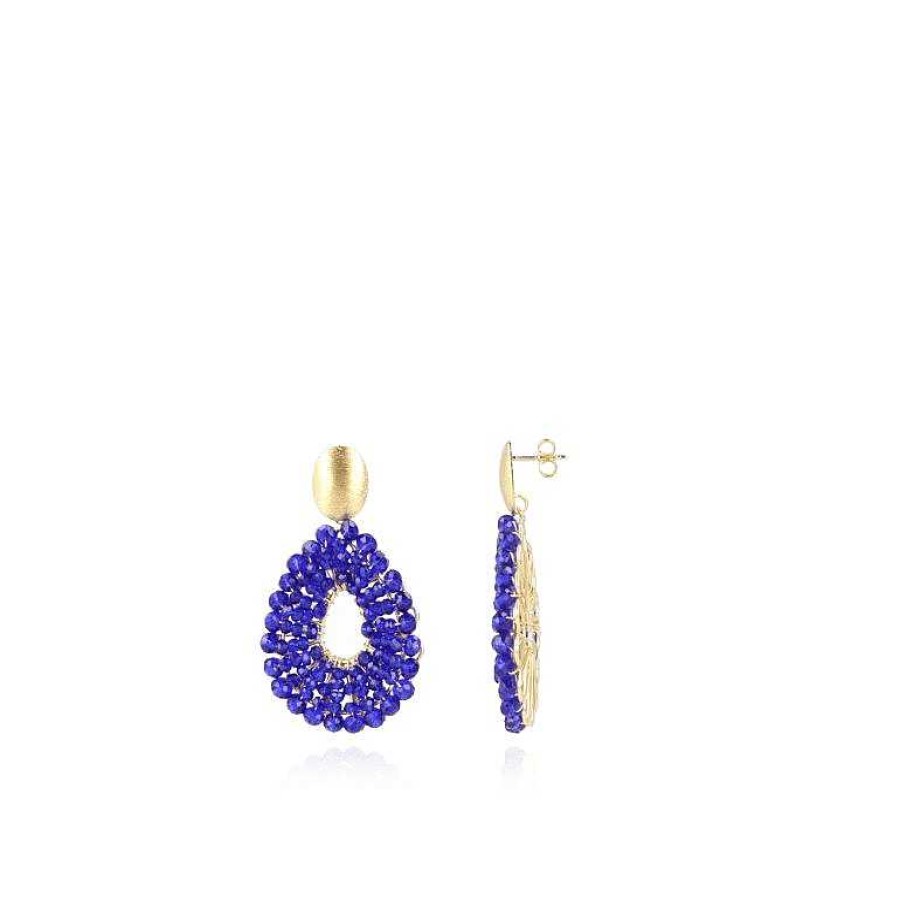 LOTT.gioielli Ohrringe Babs Open Drop, Royal Blue, S, Vergoldet | Ohrringe