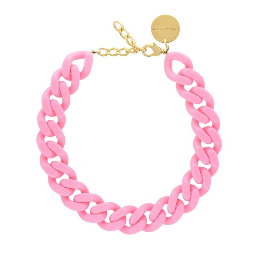 Vanessa Baroni Kette Flat Chain, Bubble Gum, Vergoldet | Ketten