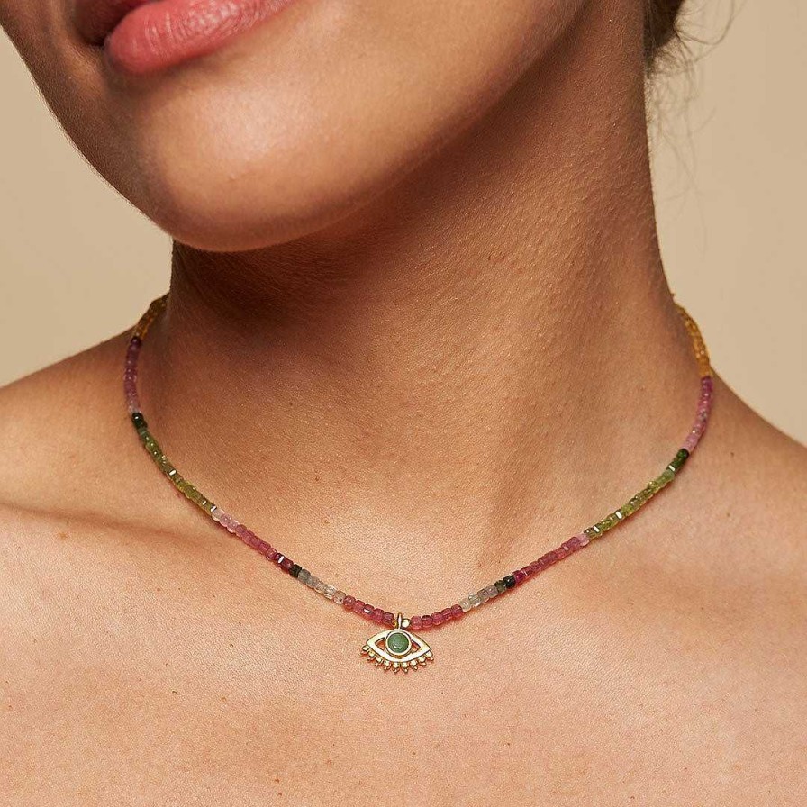 Satya Jewelry Kette Peaceful Vision Evil Eye Tourmaline Choker, Vergoldet | Ketten