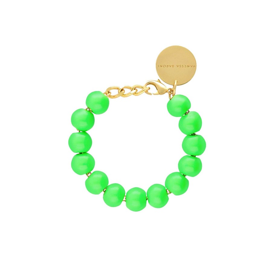 Vanessa Baroni Armband Mini Beads, Neon Green, Vergoldet | Armb Nder