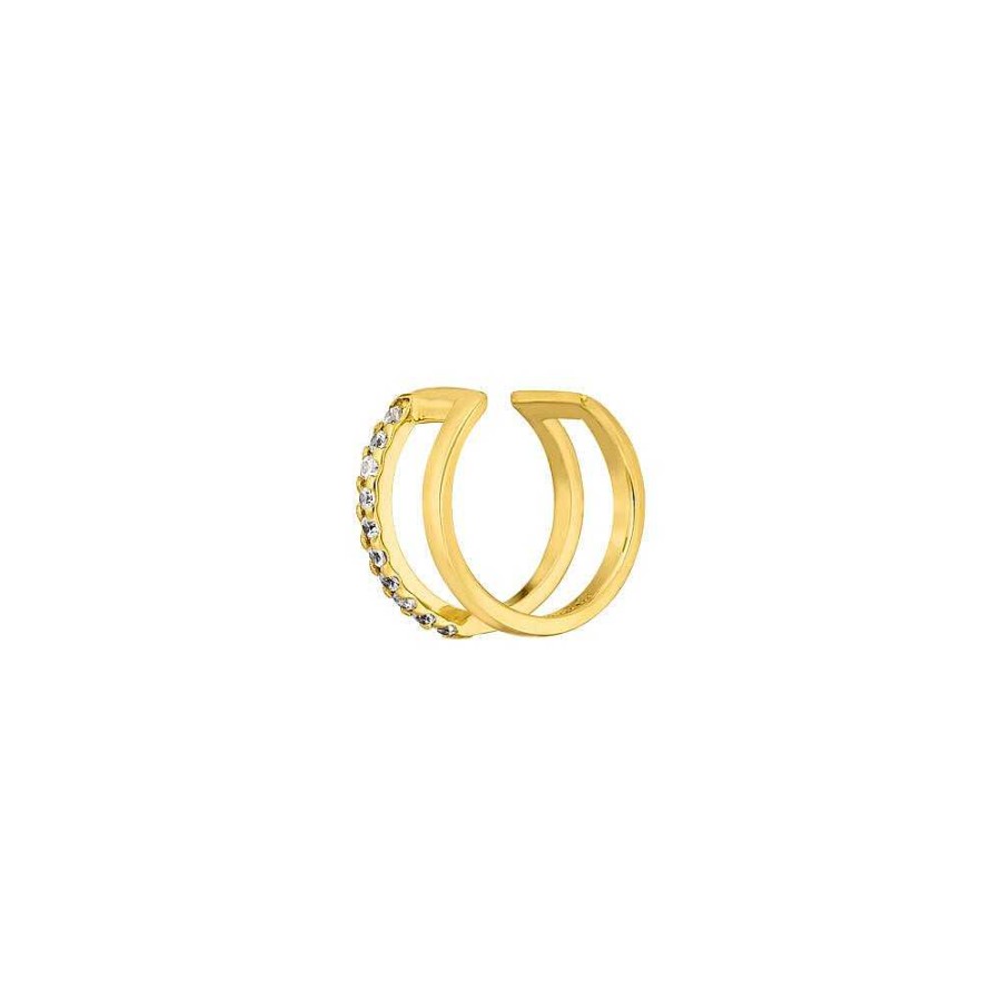 Leaf Earcuff Double Line Zirkonia, Vergoldet | Ohrringe