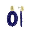 LOTT.gioielli Ohrringe Open Oval, Double Beads, Elemental Blue, Vergoldet | Ohrringe