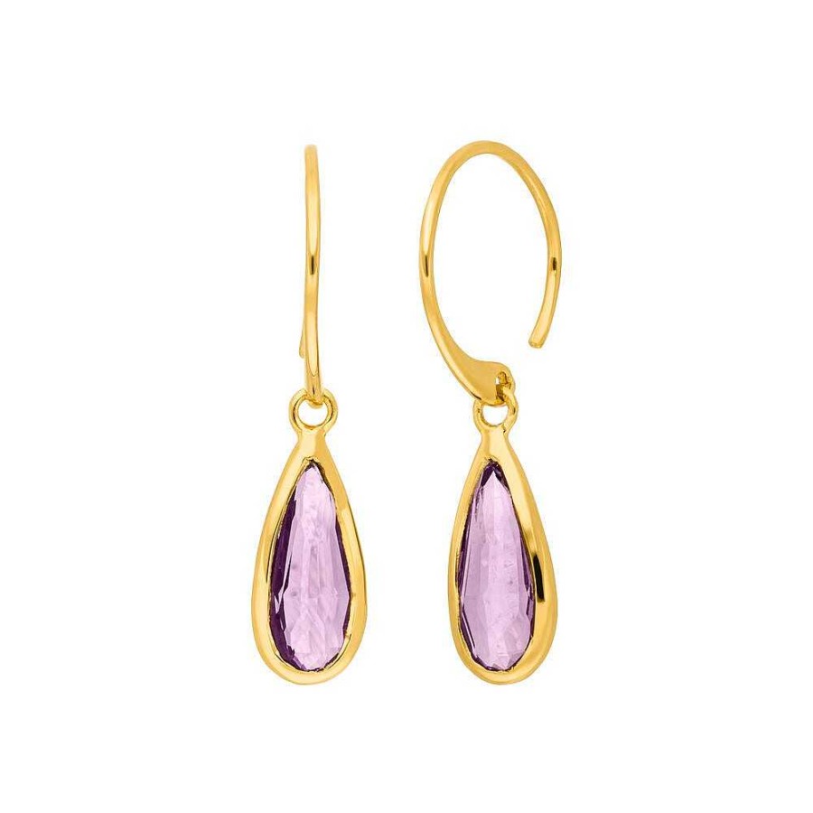 Leaf Ohrringe Gem Drop, Amethyst, Vergoldet | Ohrringe