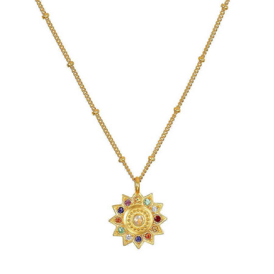 Satya Jewelry Kette Vibrant Self Multi Stone Lotus, Vergoldet | Ketten