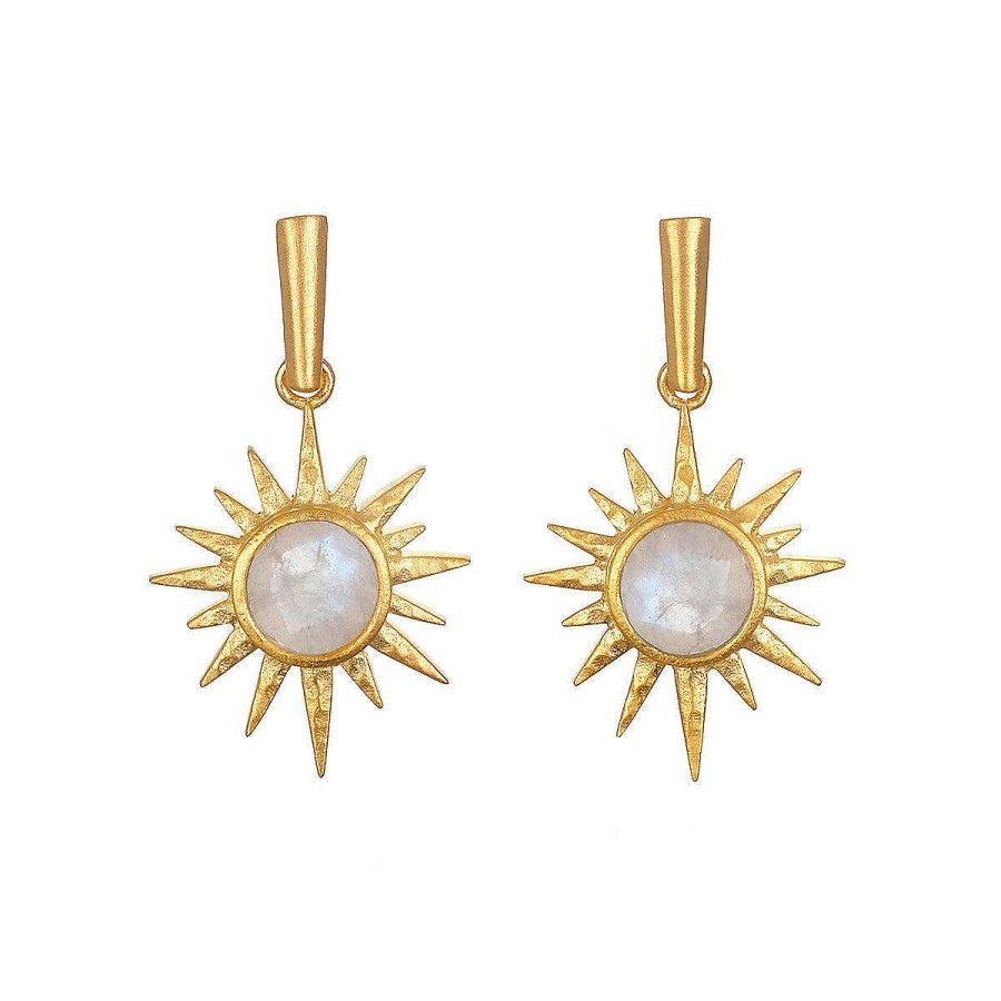 Satya Jewelry Ohrringe North Star Moonstone Starburst, Vergoldet | Ohrringe